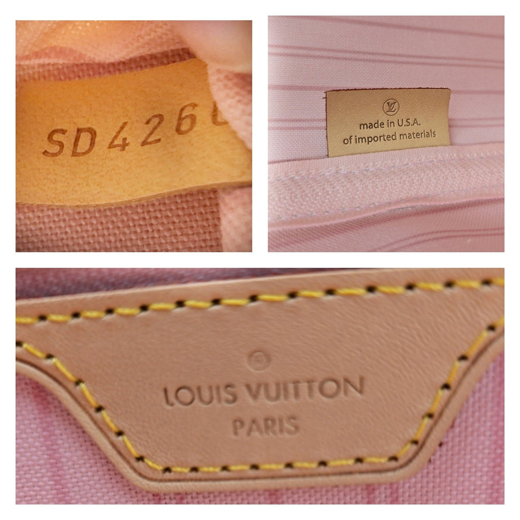 Louis Vuitton Neverfull Damier Azur MM Tote Rose Ballerine