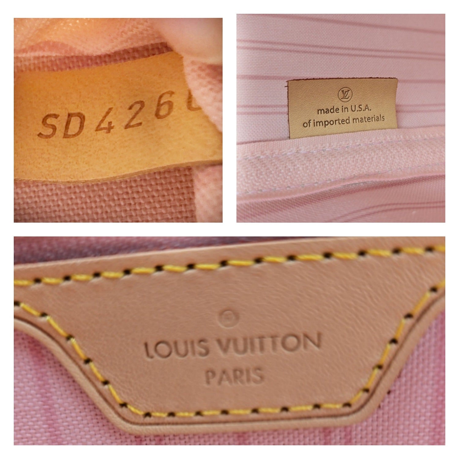 Louis Vuitton Neverfull Damier Azur MM Tote Rose Ballerine