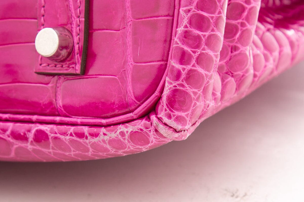 HermÃƒÆ’Ã‚Â¨s Birkin 35 Rose Shocking Crocodile Handbag