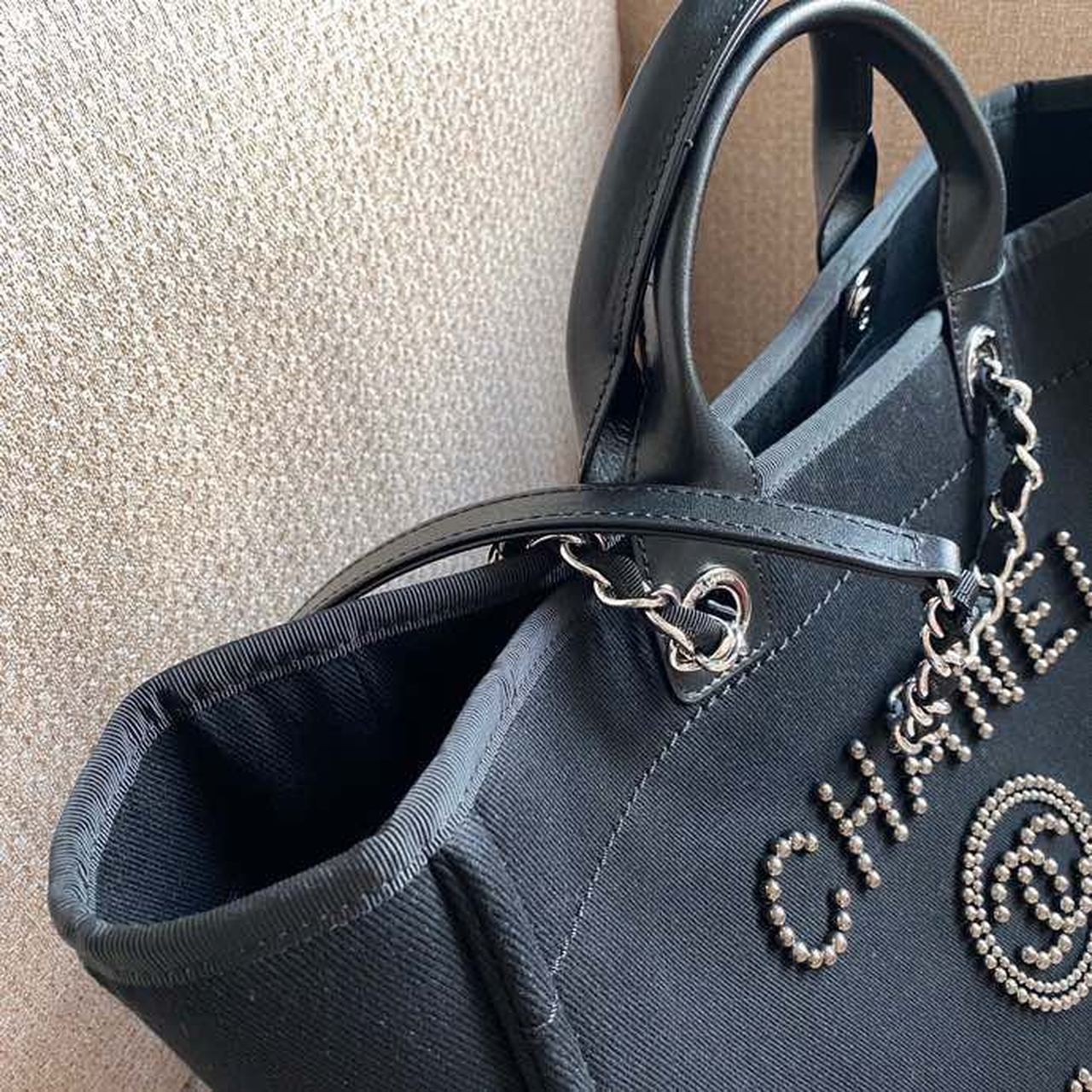 CHL Large Deauville Pearl Tote Bag Black For Women, Women’s Handbags, Shoulder Bags 15in/38cm A66941