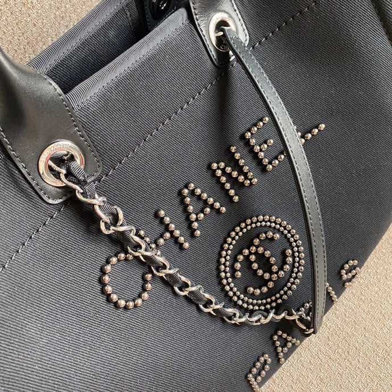 CHL Large Deauville Pearl Tote Bag Black For Women, Women’s Handbags, Shoulder Bags 15in/38cm A66941