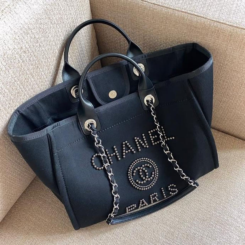 CHL Large Deauville Pearl Tote Bag Black For Women, Women’s Handbags, Shoulder Bags 15in/38cm A66941