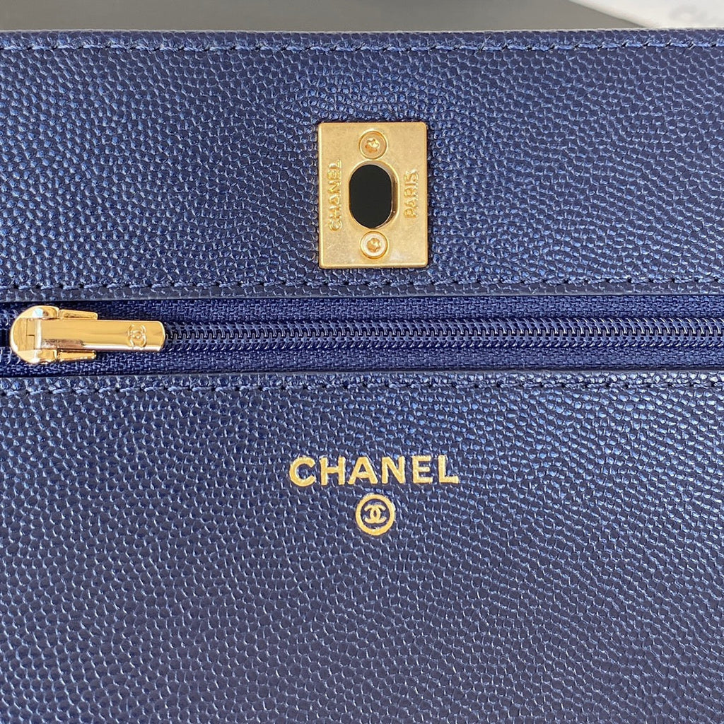 CHLSmall GlamIap Bag Gold Hardware Navy Blue For Women Handbags, Shoulder Bags 7.5in/19cm AP2840