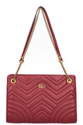 GUCCI Quilted Marmont Accordion Chain Crossbody Bag Red