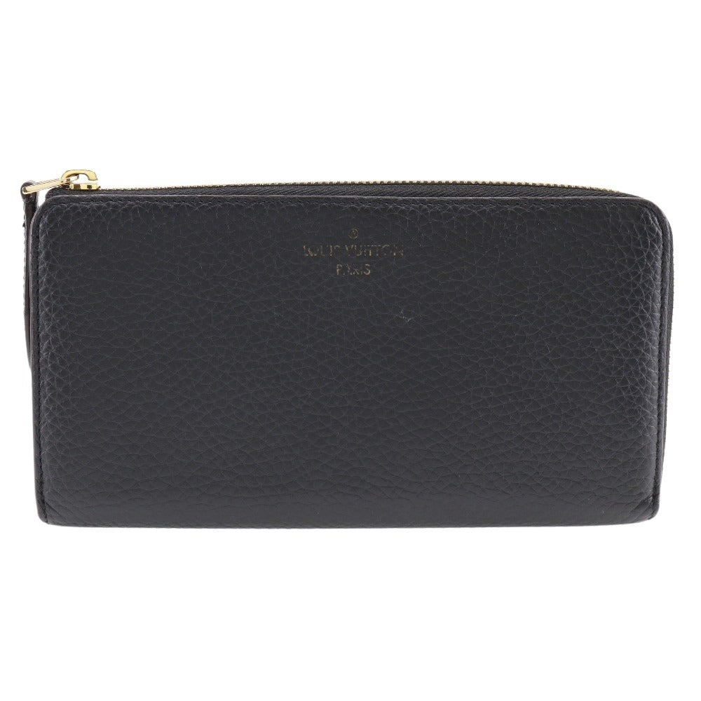 Grained Leather Zip-Around Wallet with Monogram Flower Zipper Pull
