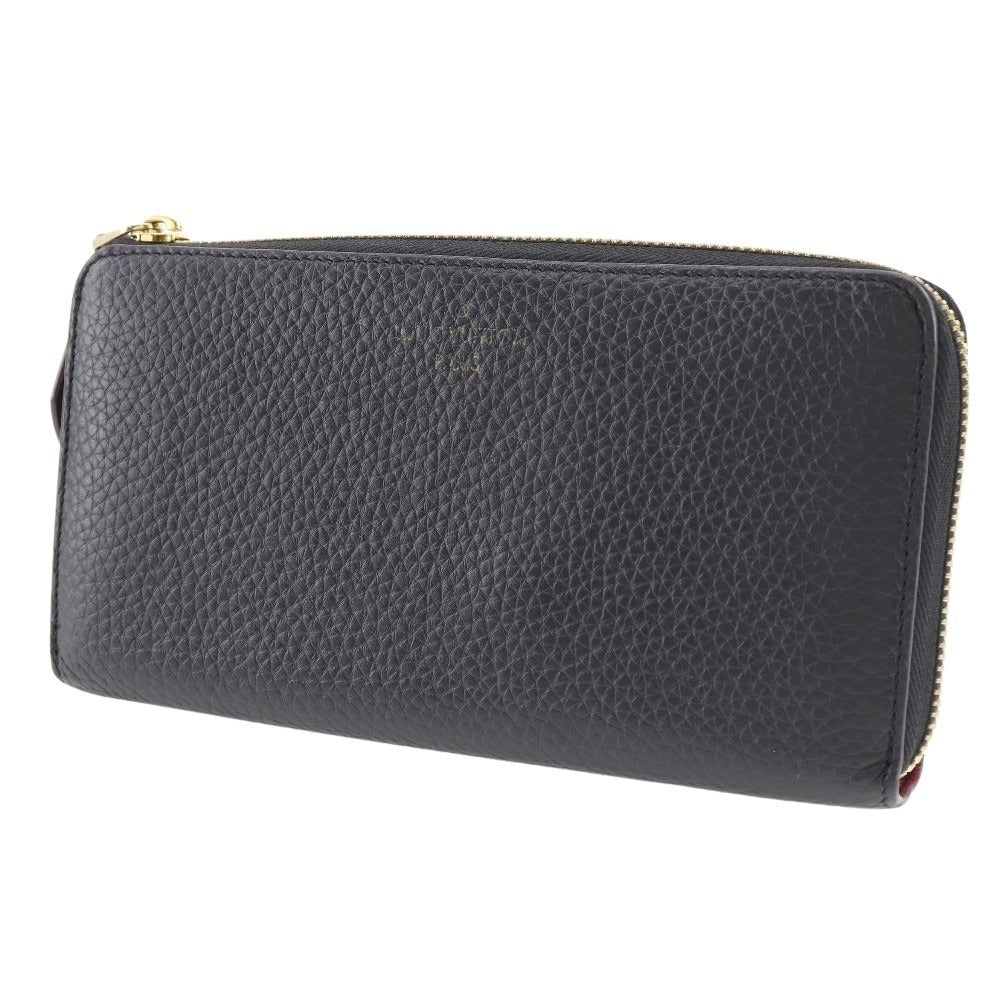 Grained Leather Zip-Around Wallet with Monogram Flower Zipper Pull