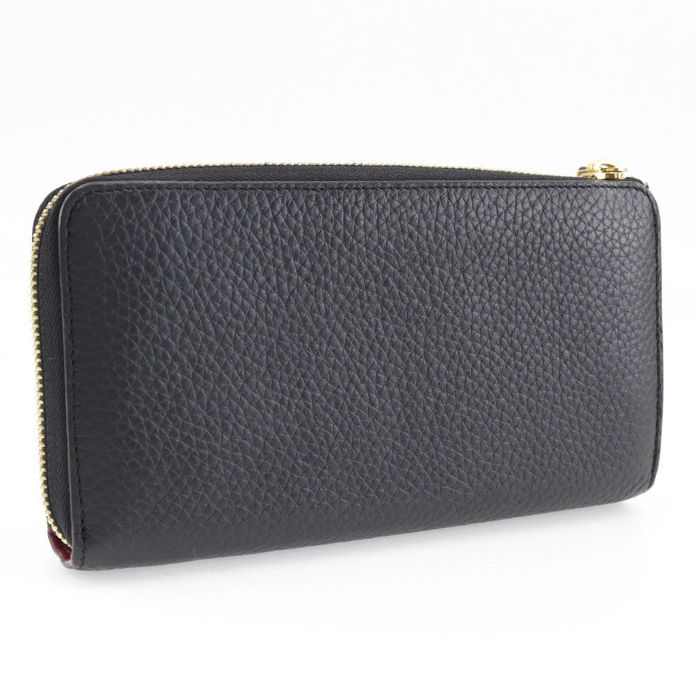 Grained Leather Zip-Around Wallet with Monogram Flower Zipper Pull
