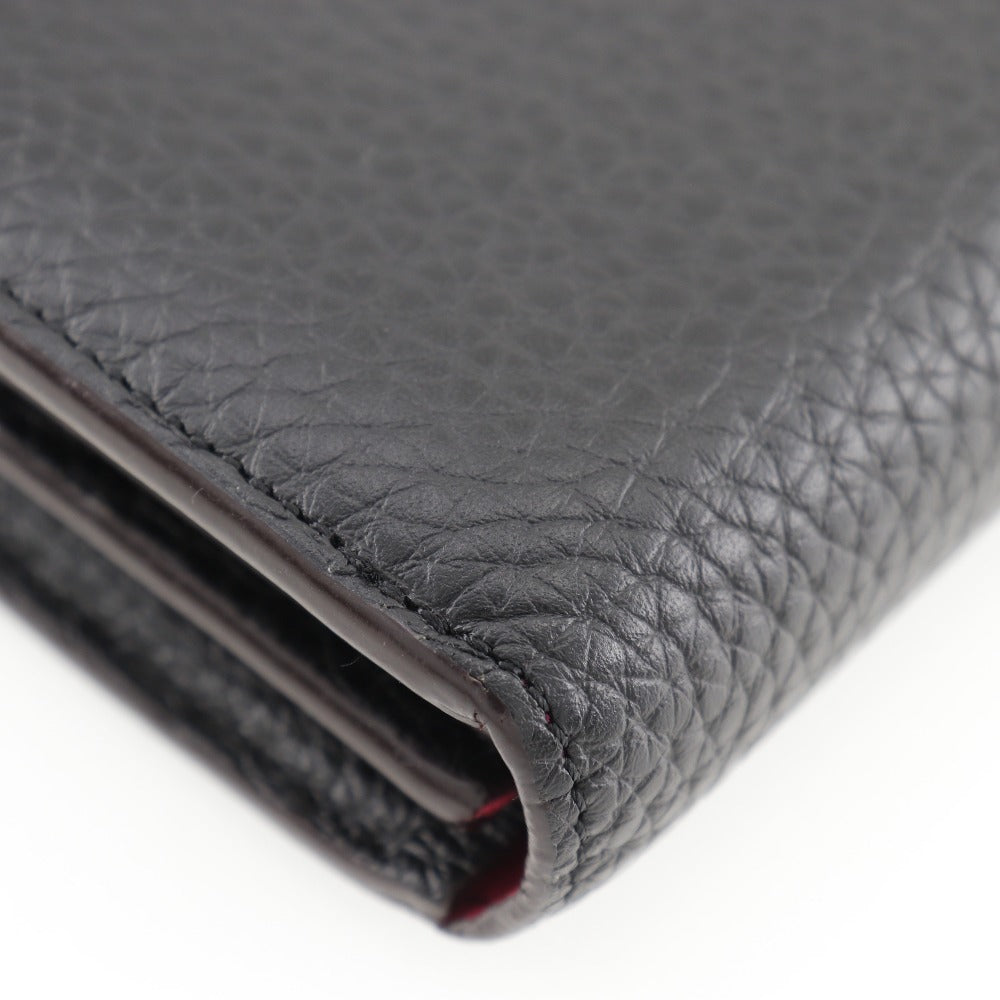 Grained Leather Zip-Around Wallet with Monogram Flower Zipper Pull
