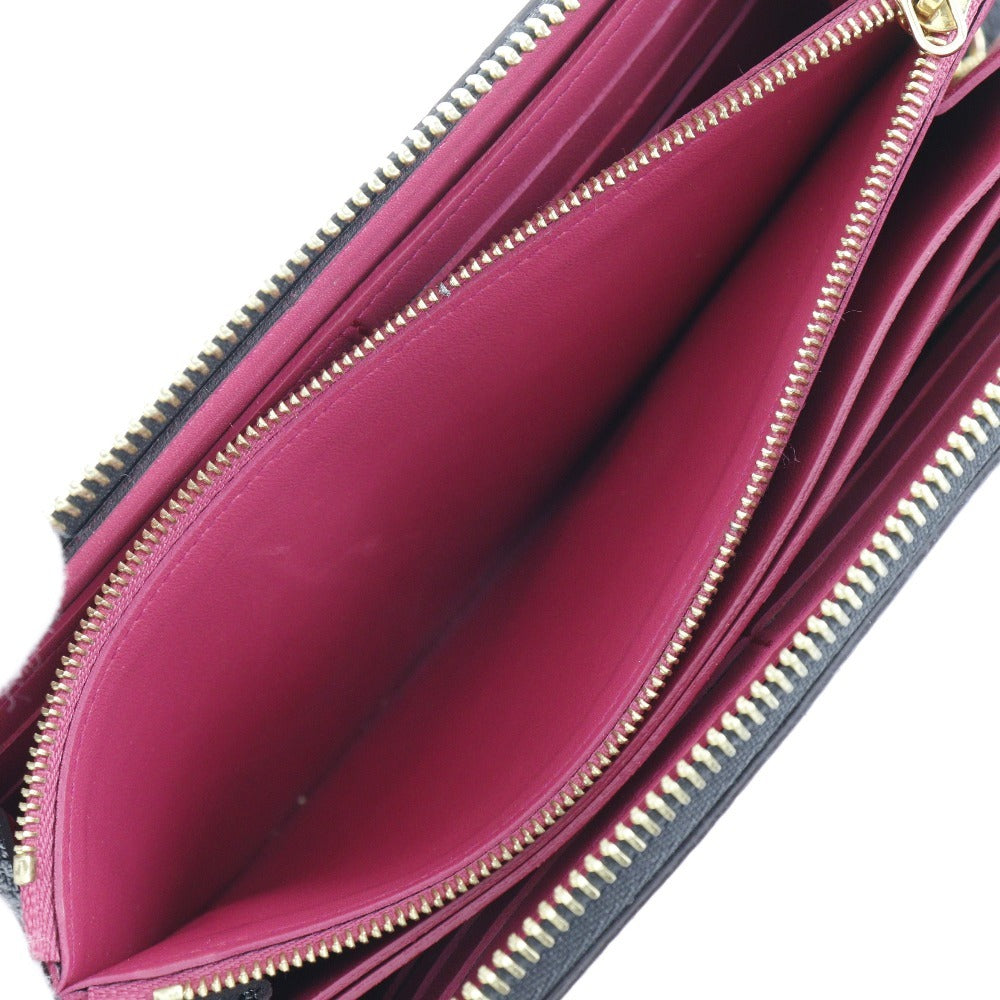 Grained Leather Zip-Around Wallet with Monogram Flower Zipper Pull