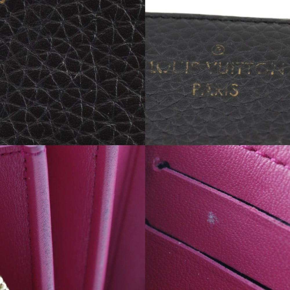 Grained Leather Zip-Around Wallet with Monogram Flower Zipper Pull