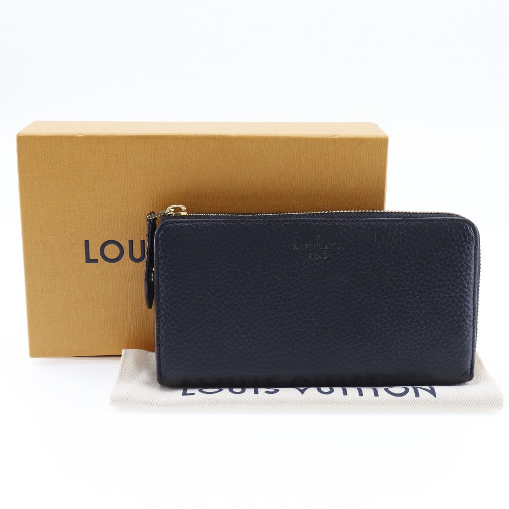 Grained Leather Zip-Around Wallet with Monogram Flower Zipper Pull