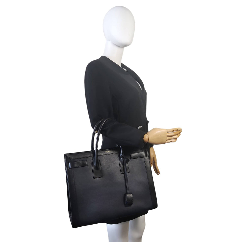 Yves Saint Laurent Sac de Jour Large Black and Blue Leather