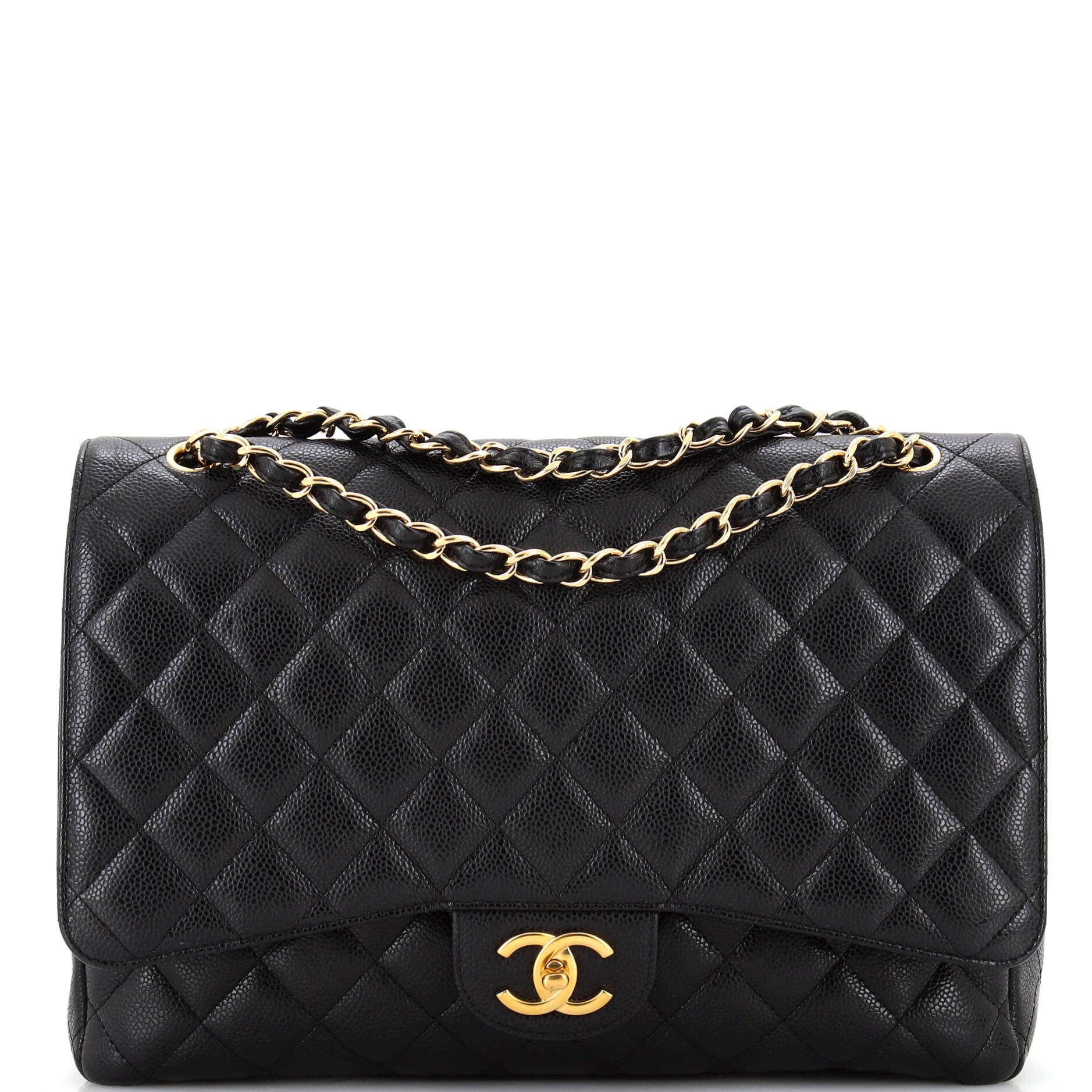 CHANEL Classic Double Flap Bag Quilted Caviar Maxi