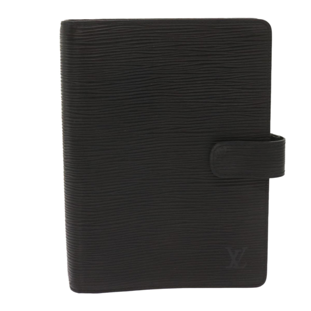 Black Leather Daily Planner Cover with Ruler