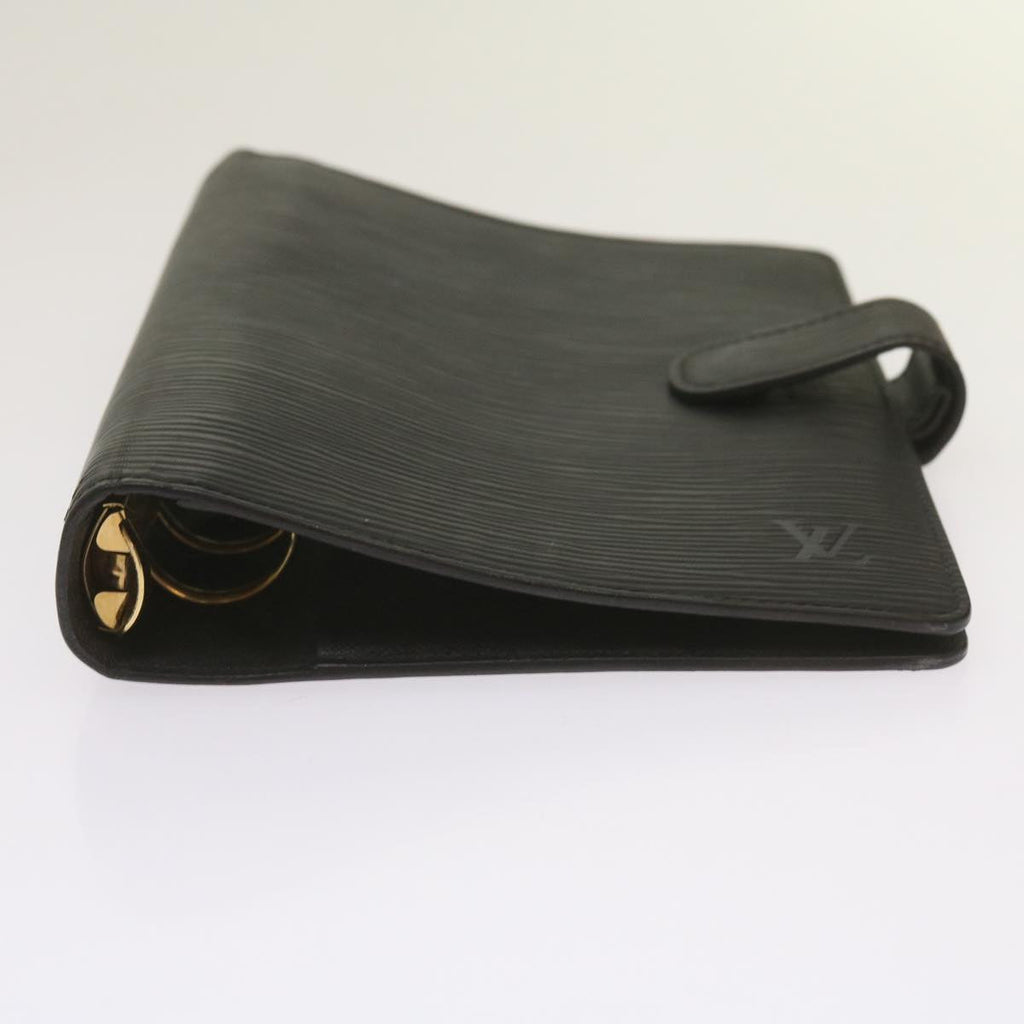Black Leather Daily Planner Cover with Ruler