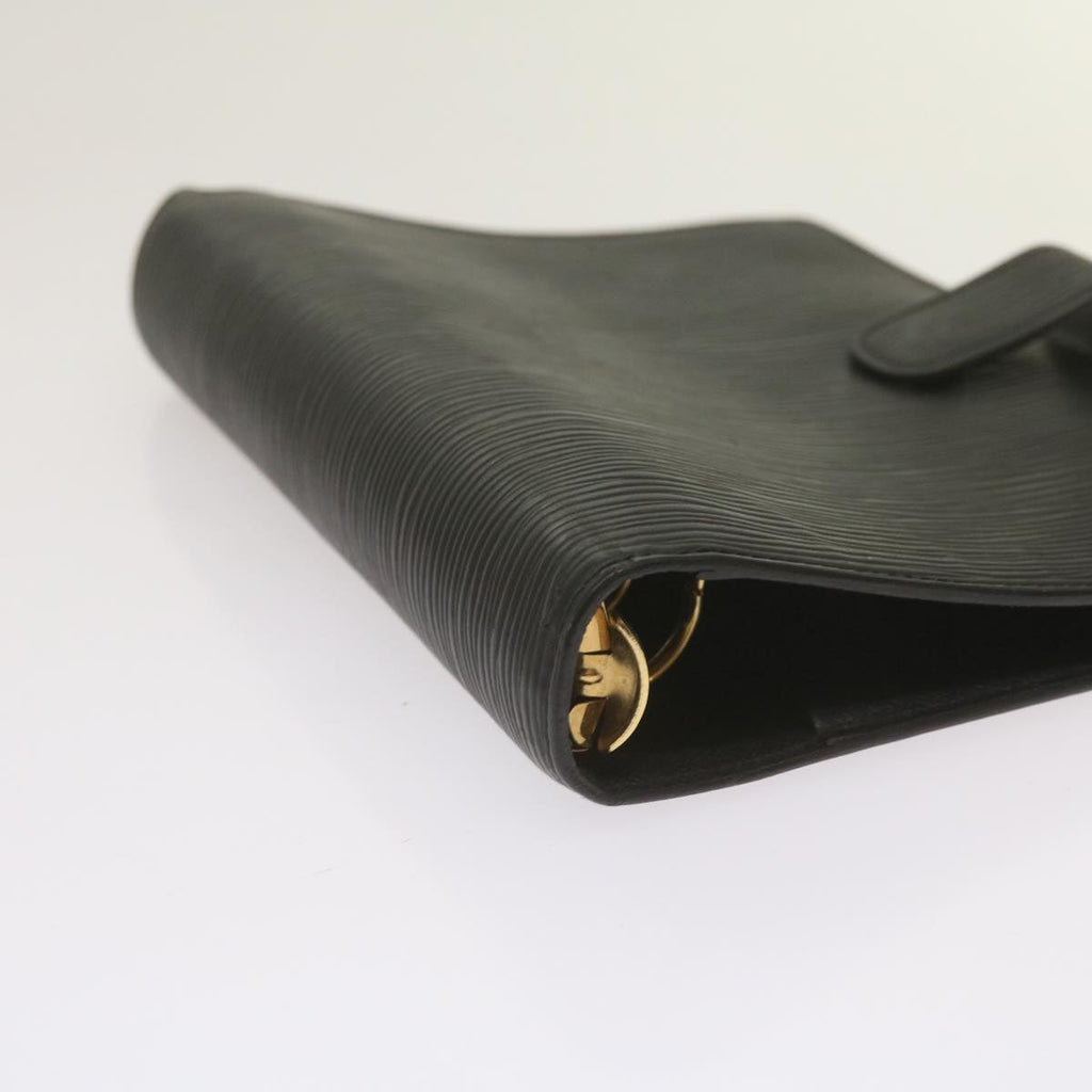 Black Leather Daily Planner Cover with Ruler