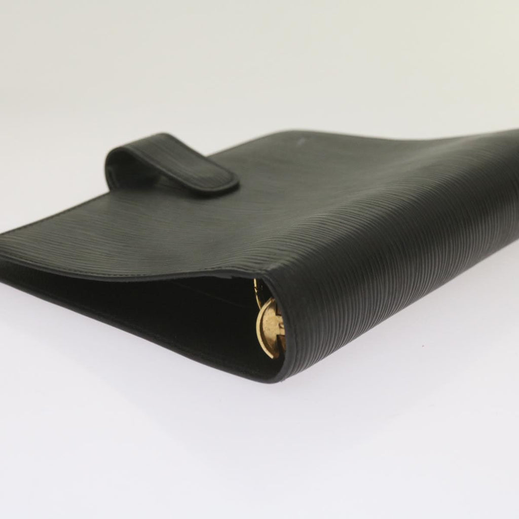 Black Leather Daily Planner Cover with Ruler