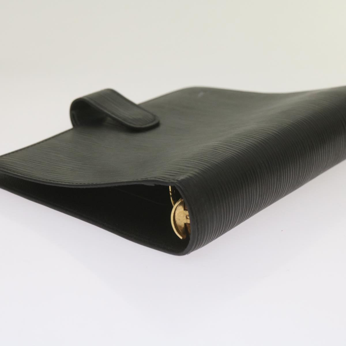 Black Leather Daily Planner Cover with Ruler