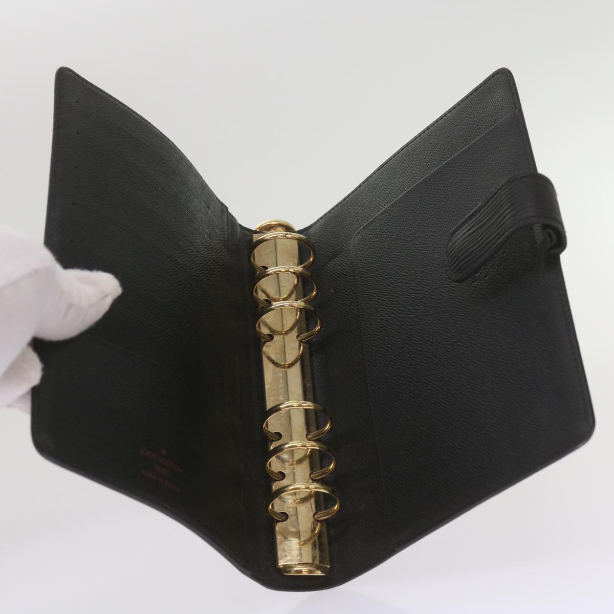 Black Leather Daily Planner Cover with Ruler