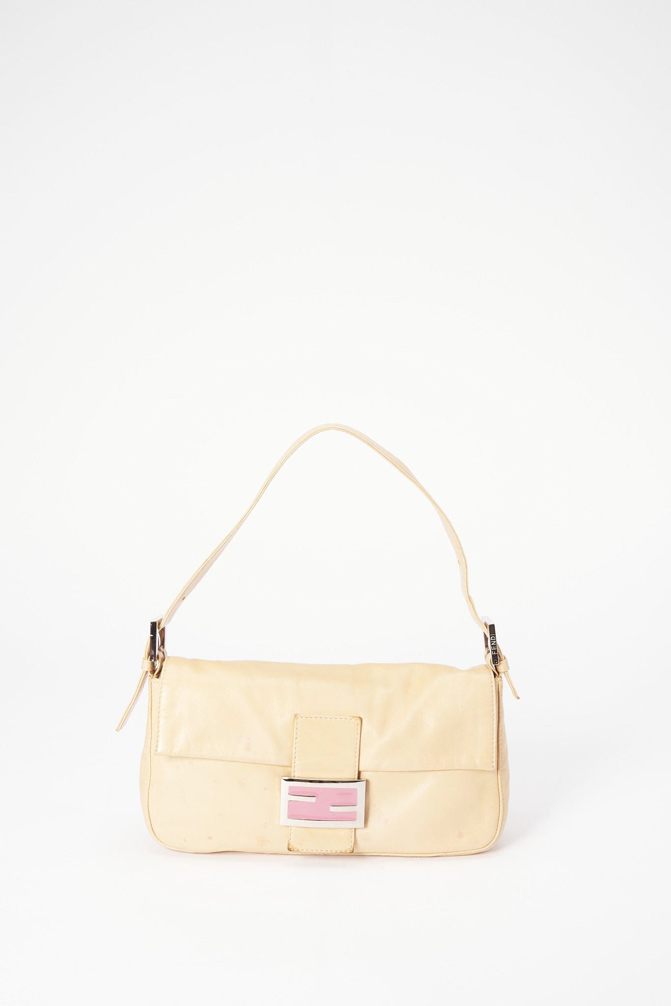 Fendi Cream Leather Baguette Bag