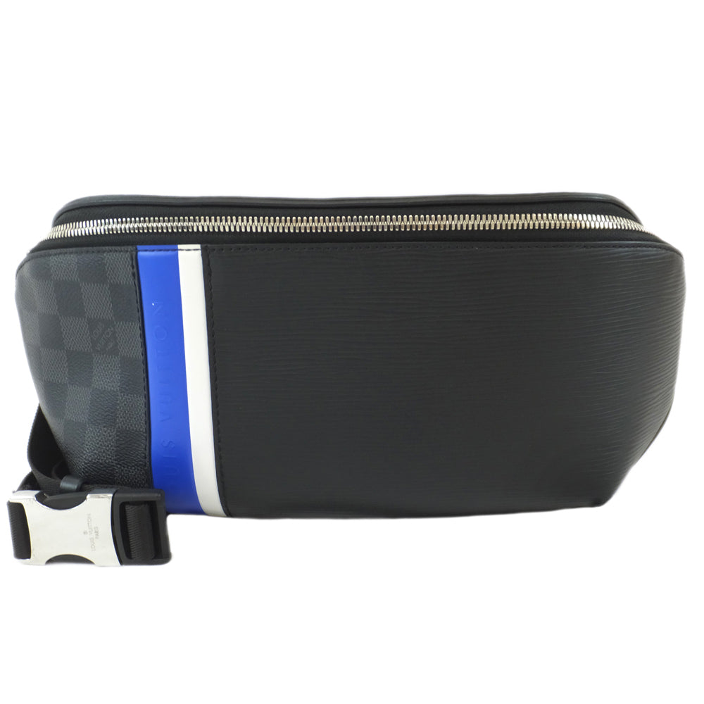 Louis Vuitton Body Bag M56610 Epi DamiEgraphite Black Silver G Bag Blue White Waistpoch