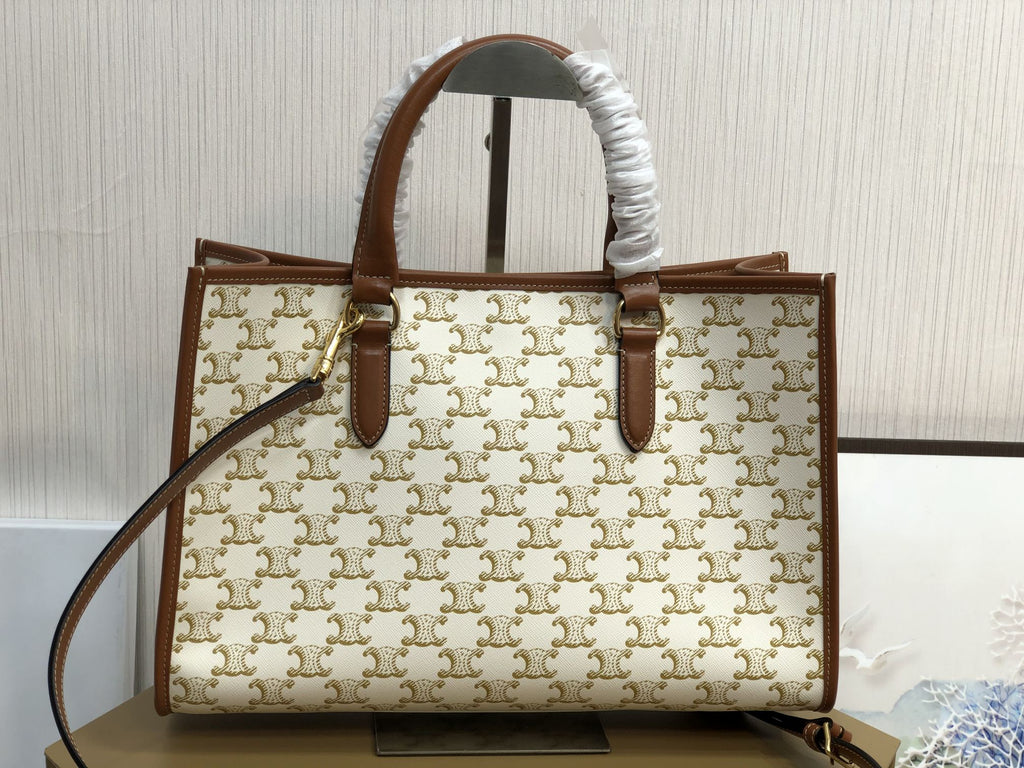 GLAMI Mini Horizontal Cabas In Triomphe Canvas White For Women 14in/35cm 199742BZJ.01BC