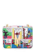 Moschino Multicolor Cartoon Strip Print Leather Handbag