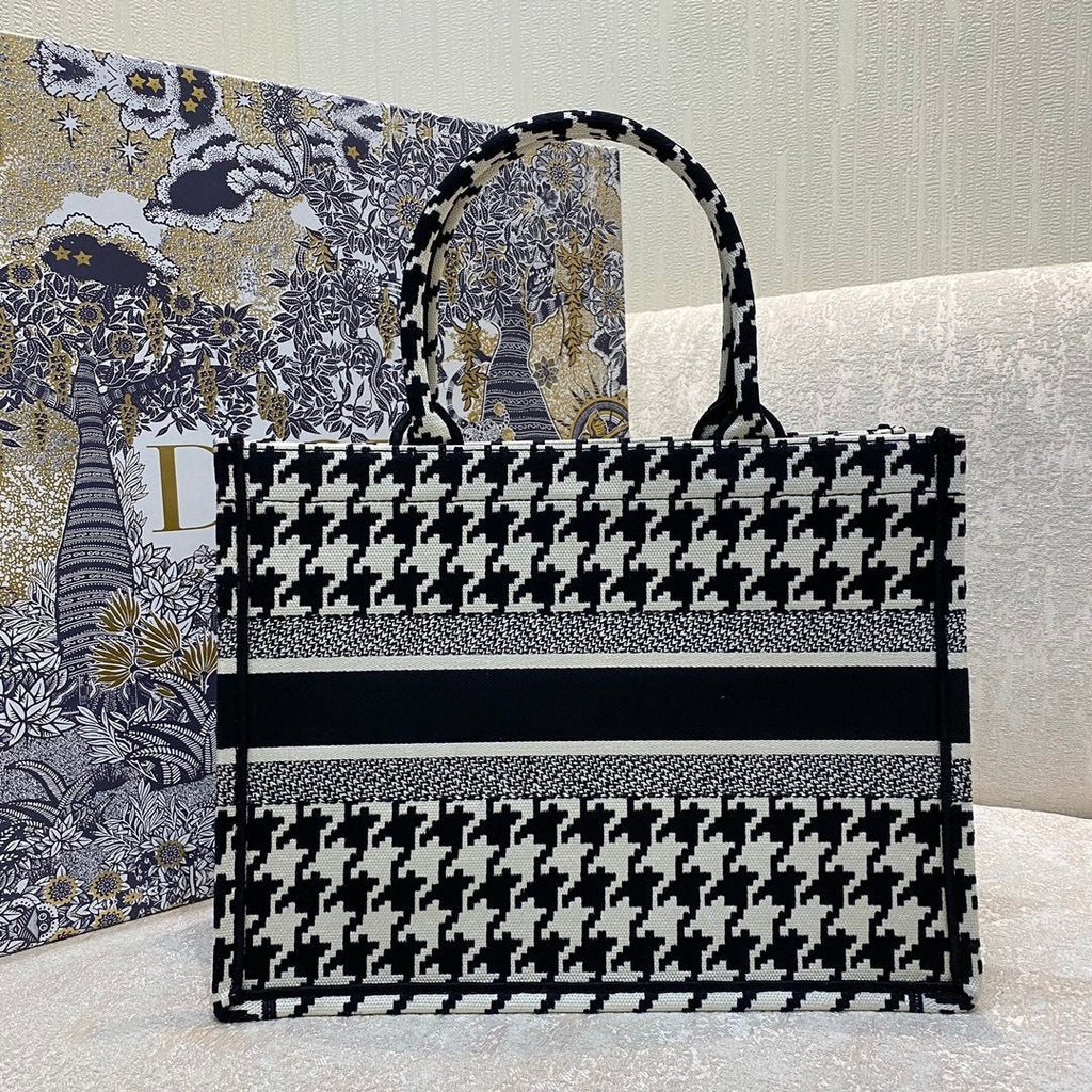 GLAMI MeGLAMIum Book Tote Black Macro Houndstooth Embroidery, Blue, For Women WomenÃ¢â‚¬â„¢s Handbags, Shoulder Bags, 36cm CD M1296ZTQT_M911