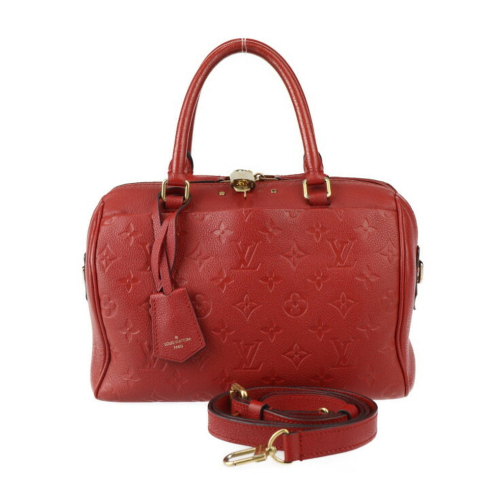 Embossed Leather Speedy Bag with Shoulder Strap