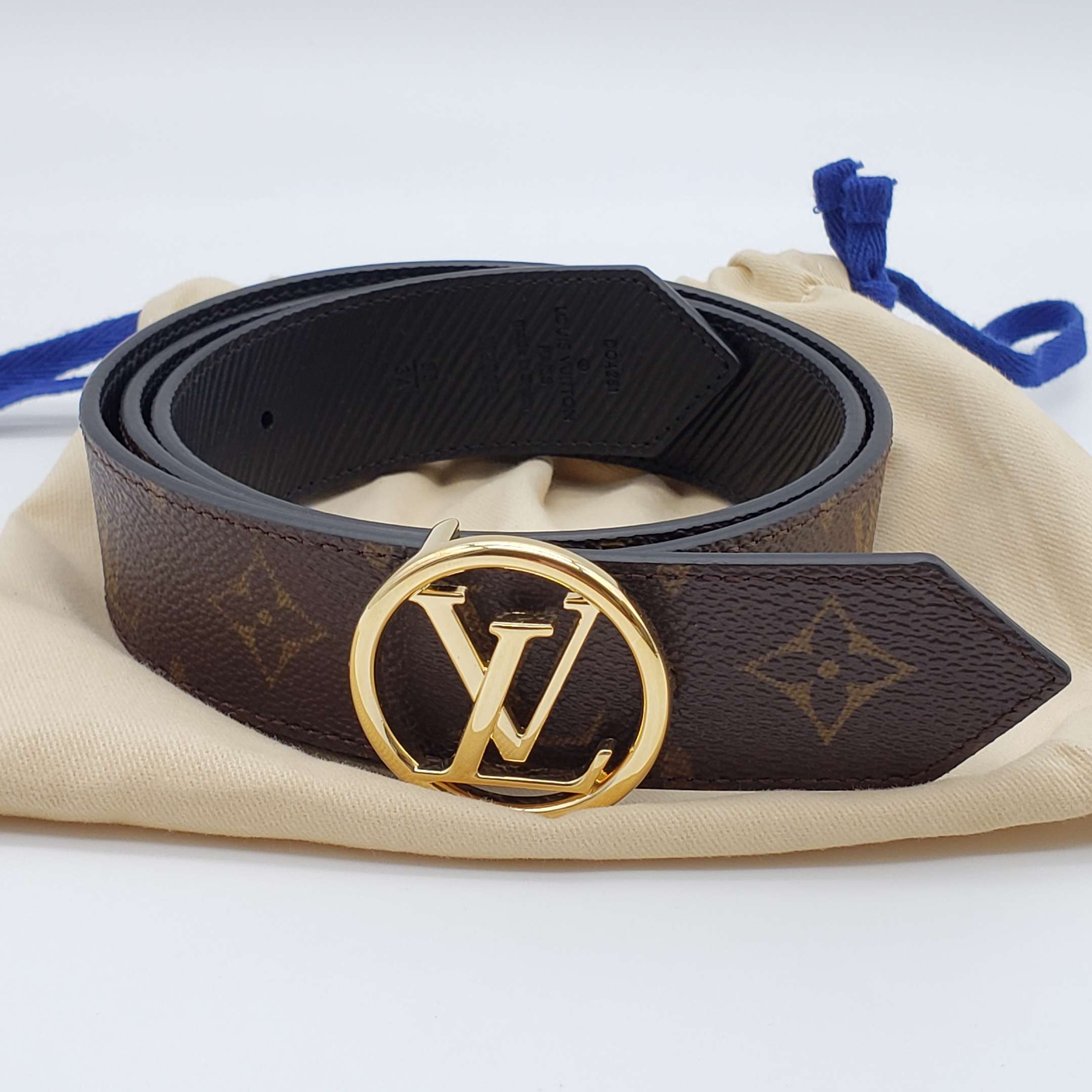 Louis Vuitton Circle Reversible Canvas and Leather Belt 85