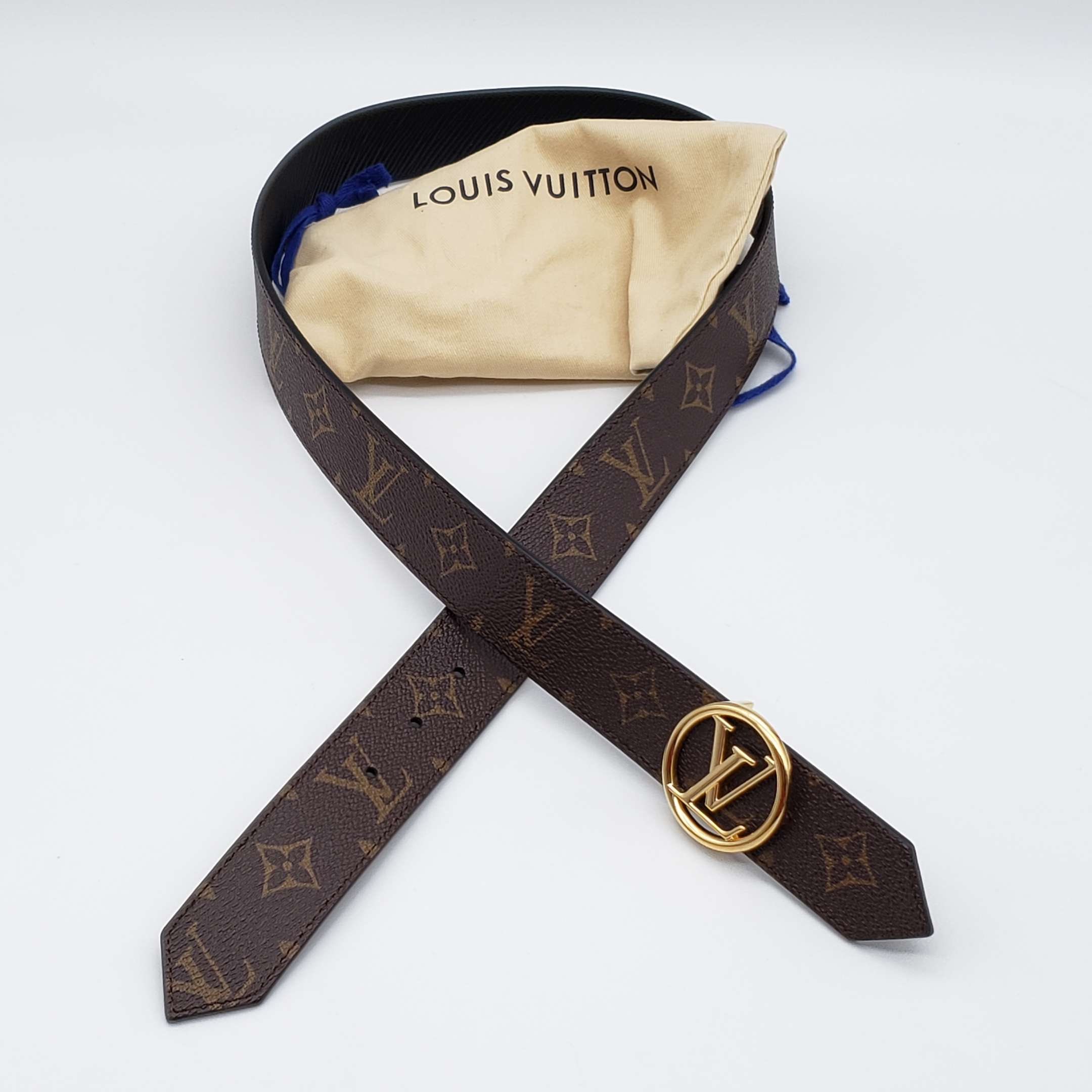 Louis Vuitton Circle Reversible Canvas and Leather Belth 85