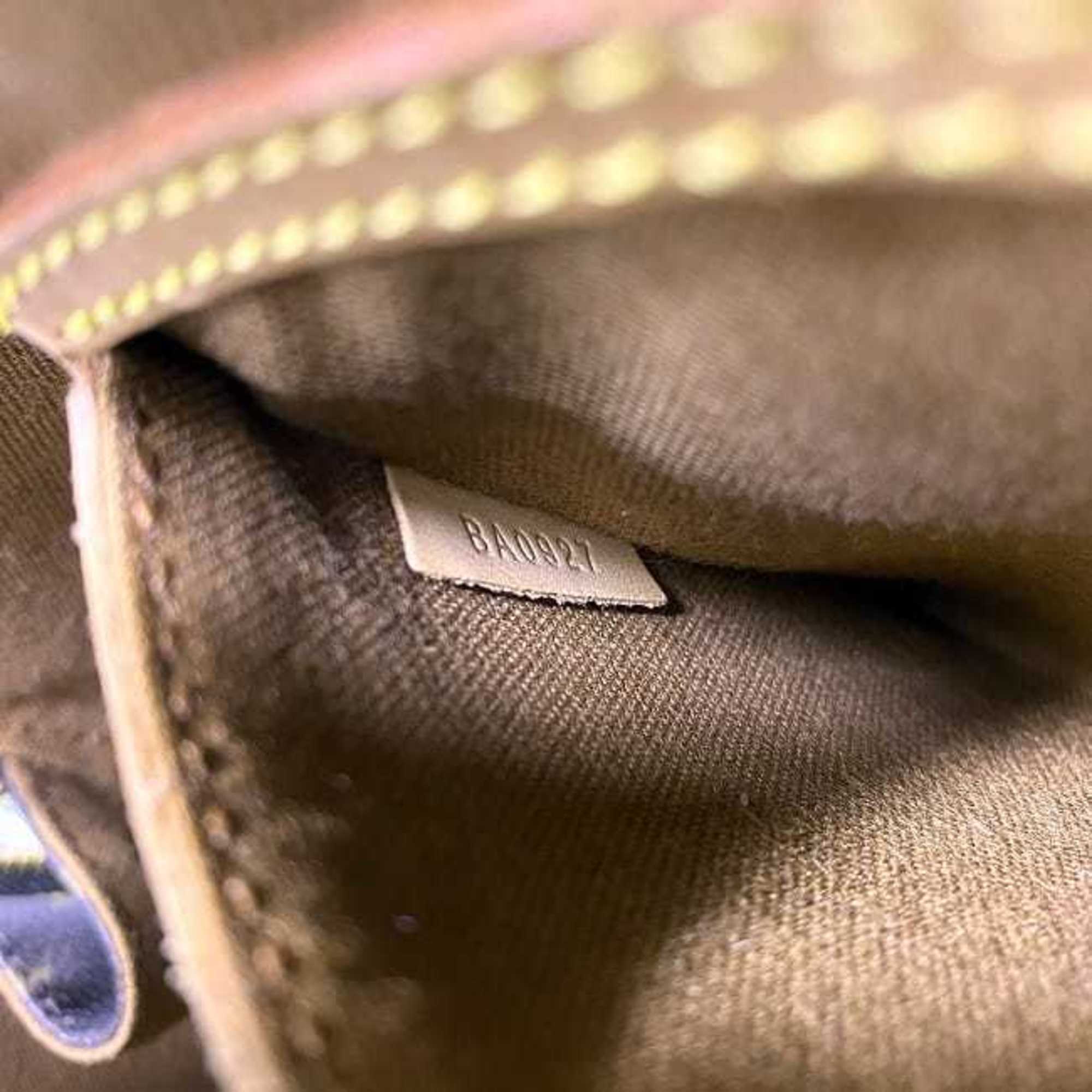 Monogram Canvas Handbag with Leather Trim and Silver Metallic Finishes