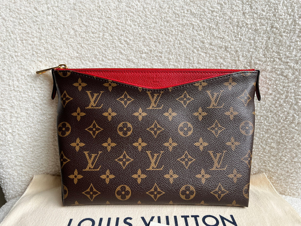 Louis Vuitton Red and Monogram Pallas Trousse Cosmetic Pouch