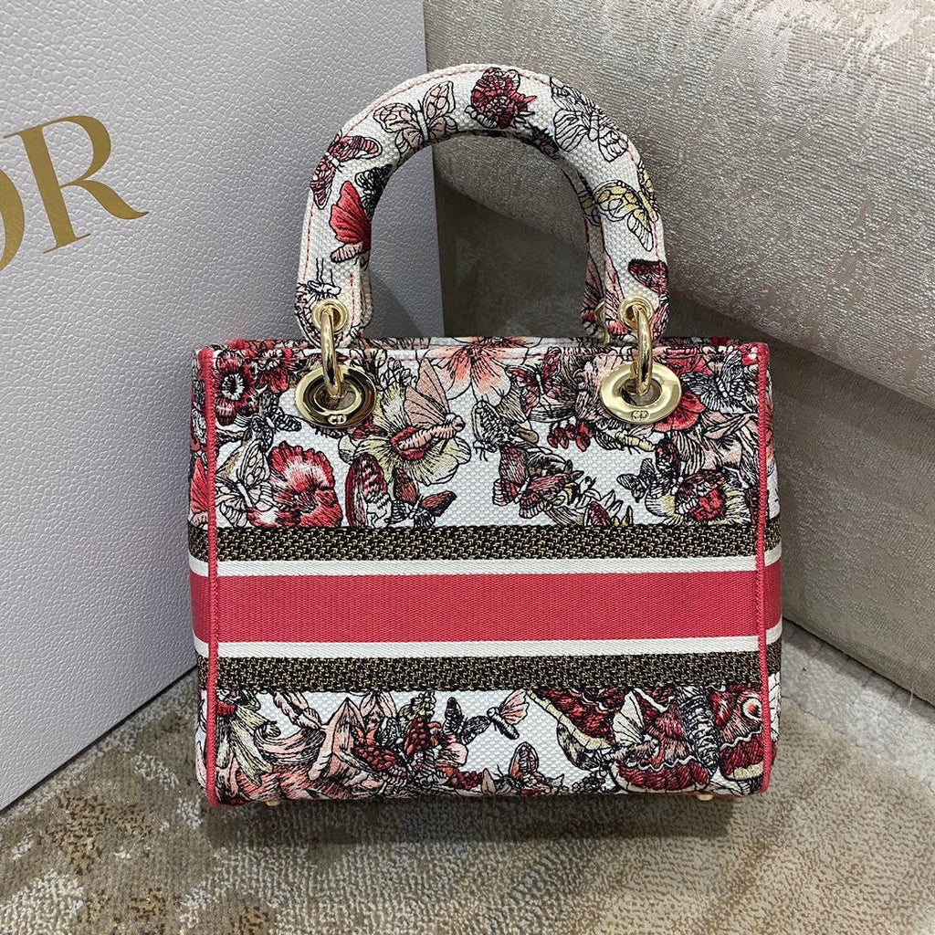 GLAMI MeGLAMIum Lady D-Lite Bag Multicolor ButterGlamIy Embroidery, Red/Latte Handbags, 24cm CD M0565ORHQ_M884