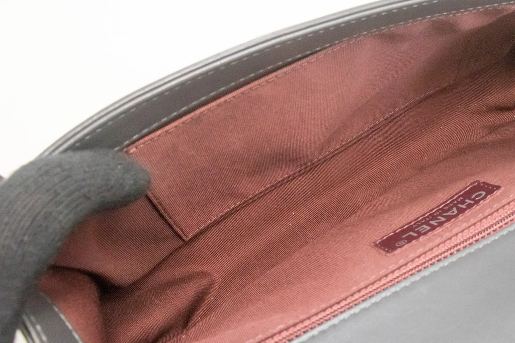 Chanel Grey Leather Designer Bag with Box and Dust Bag