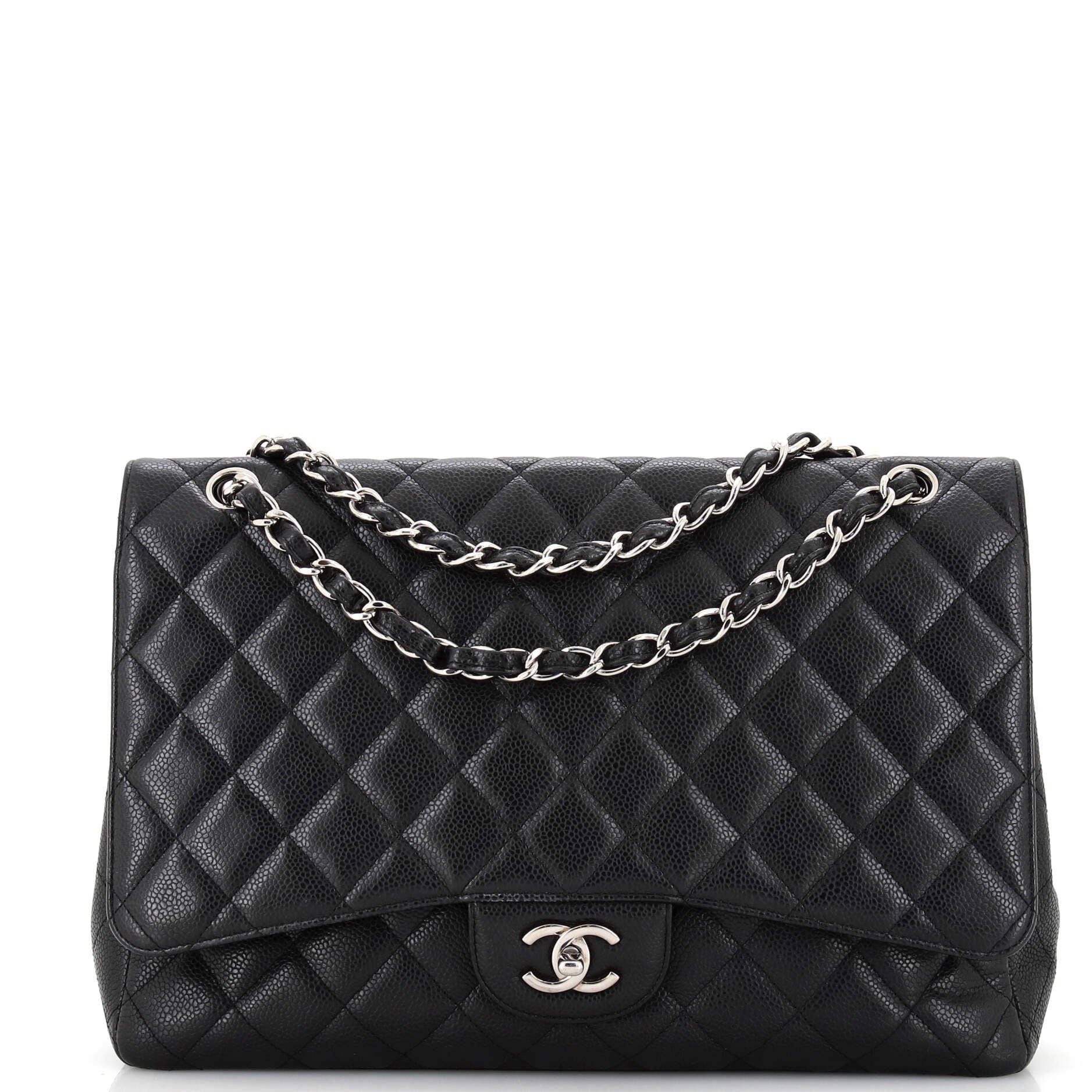 CHANEL Classic Single Flap Bag Quilted Caviar Maxi