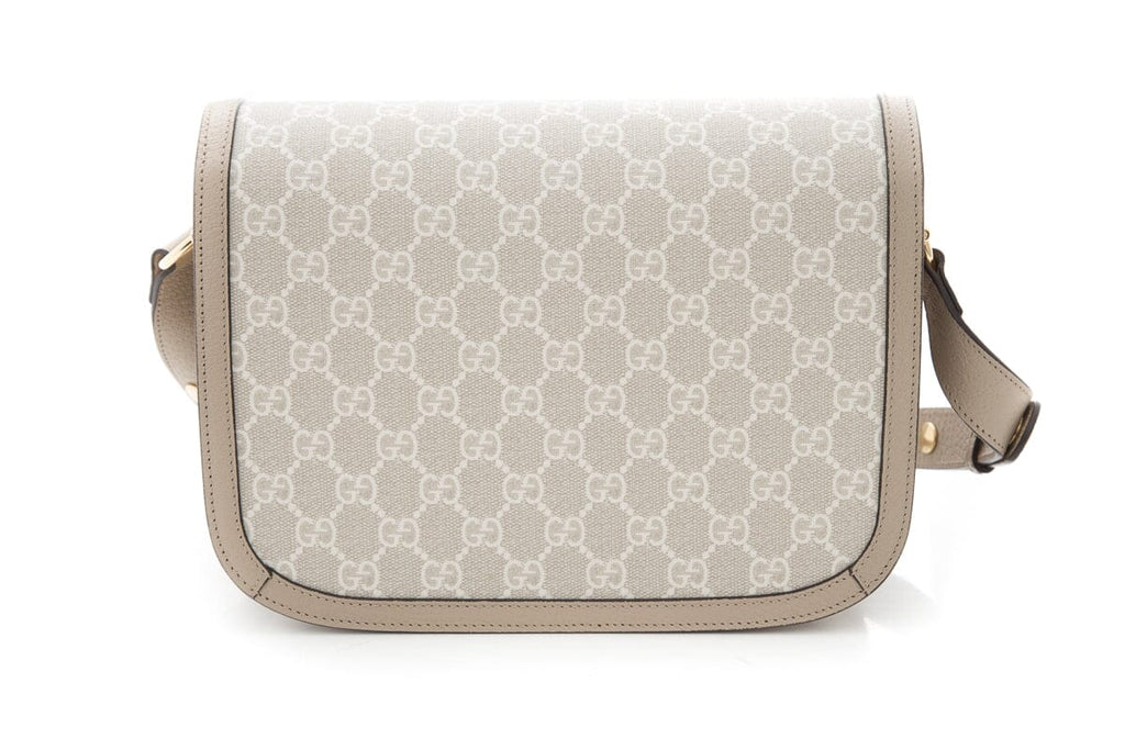 Gucci GG Supreme Monogram Horsebit 1955 Cream & Beige Handbag