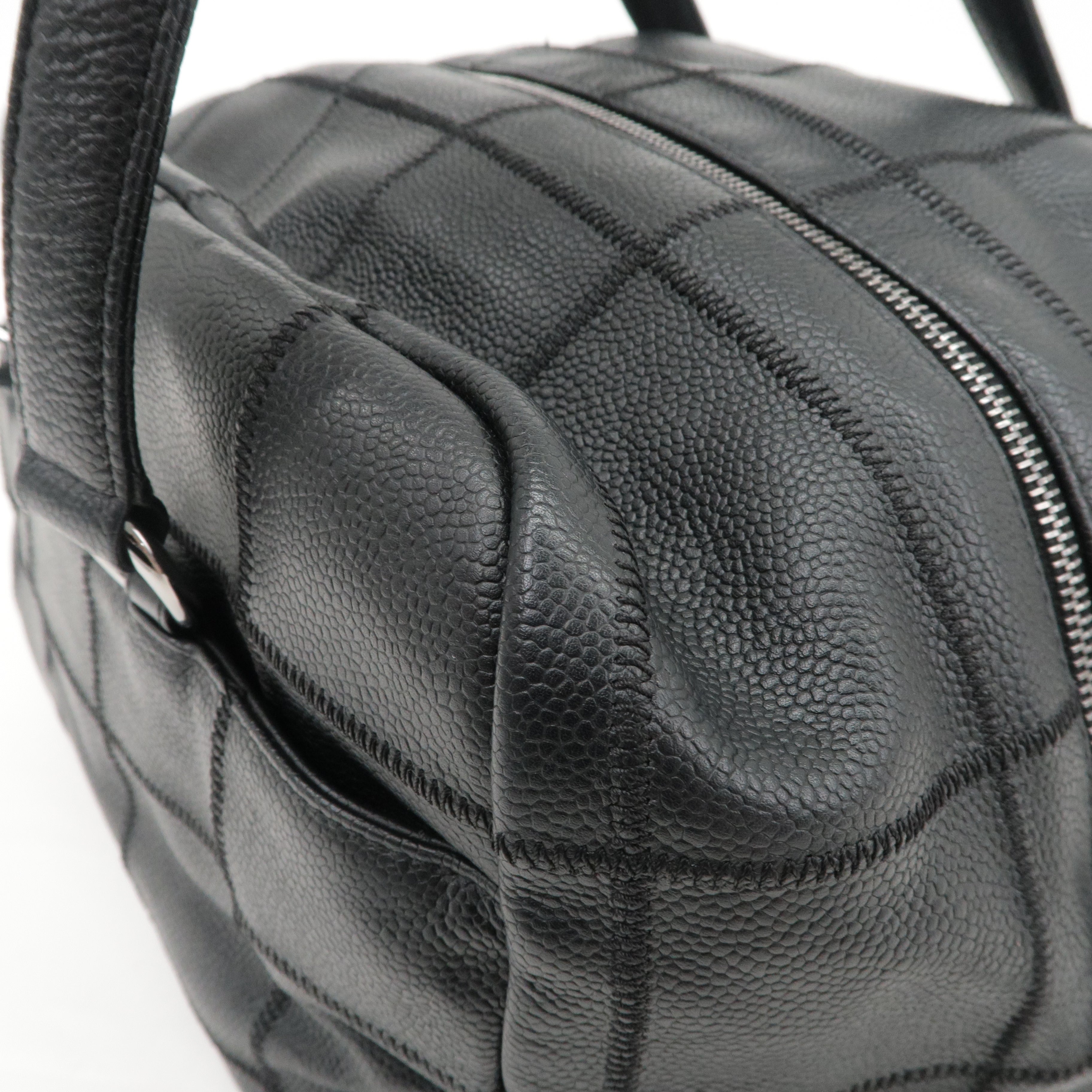 CHANEL Chocobar Caviar Skin Boston Bag Shoulder Bag Black