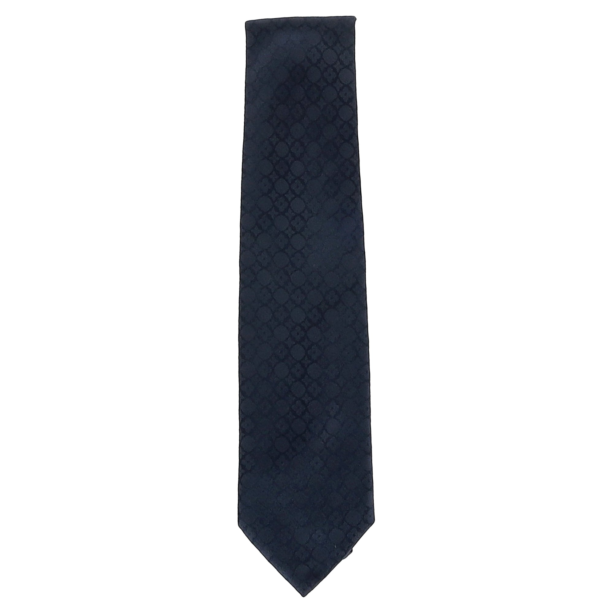 Louis Vuitton Monogram Print Necktie in Navy Blue Silk