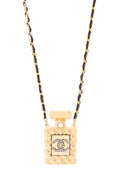 Chanel Gold Perfume Bottle Leather Chain Necklace