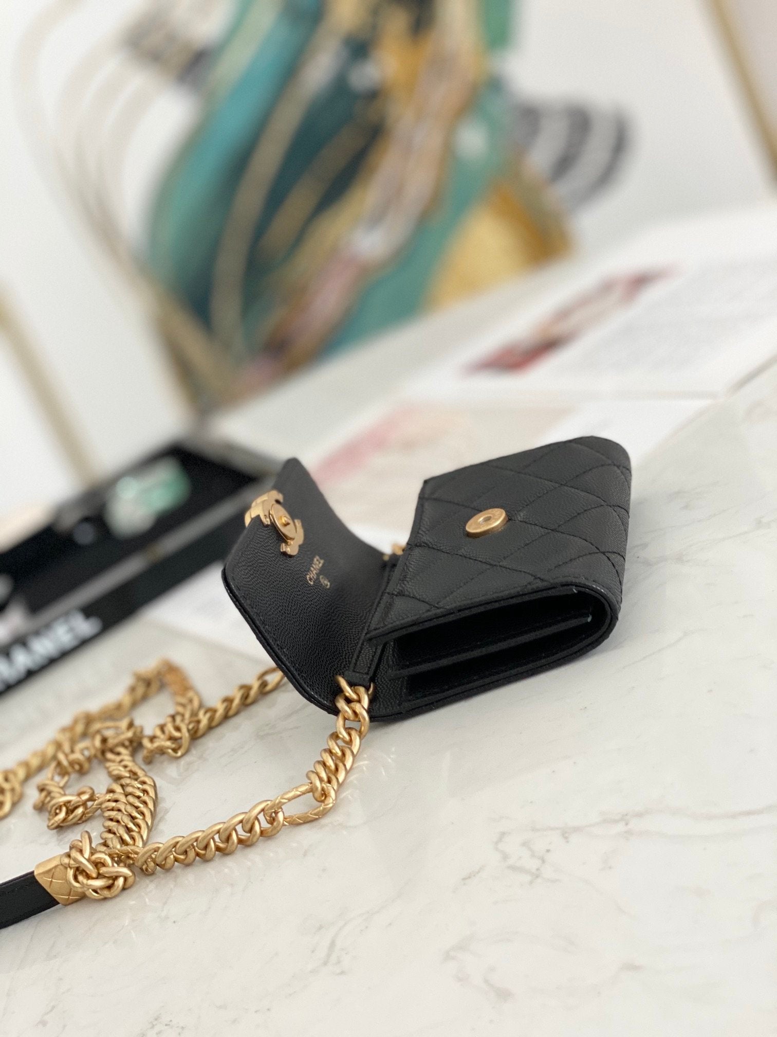 CHLMini Flap Bag Gold Toned Hardware Black For Women 4.7in/12cm
