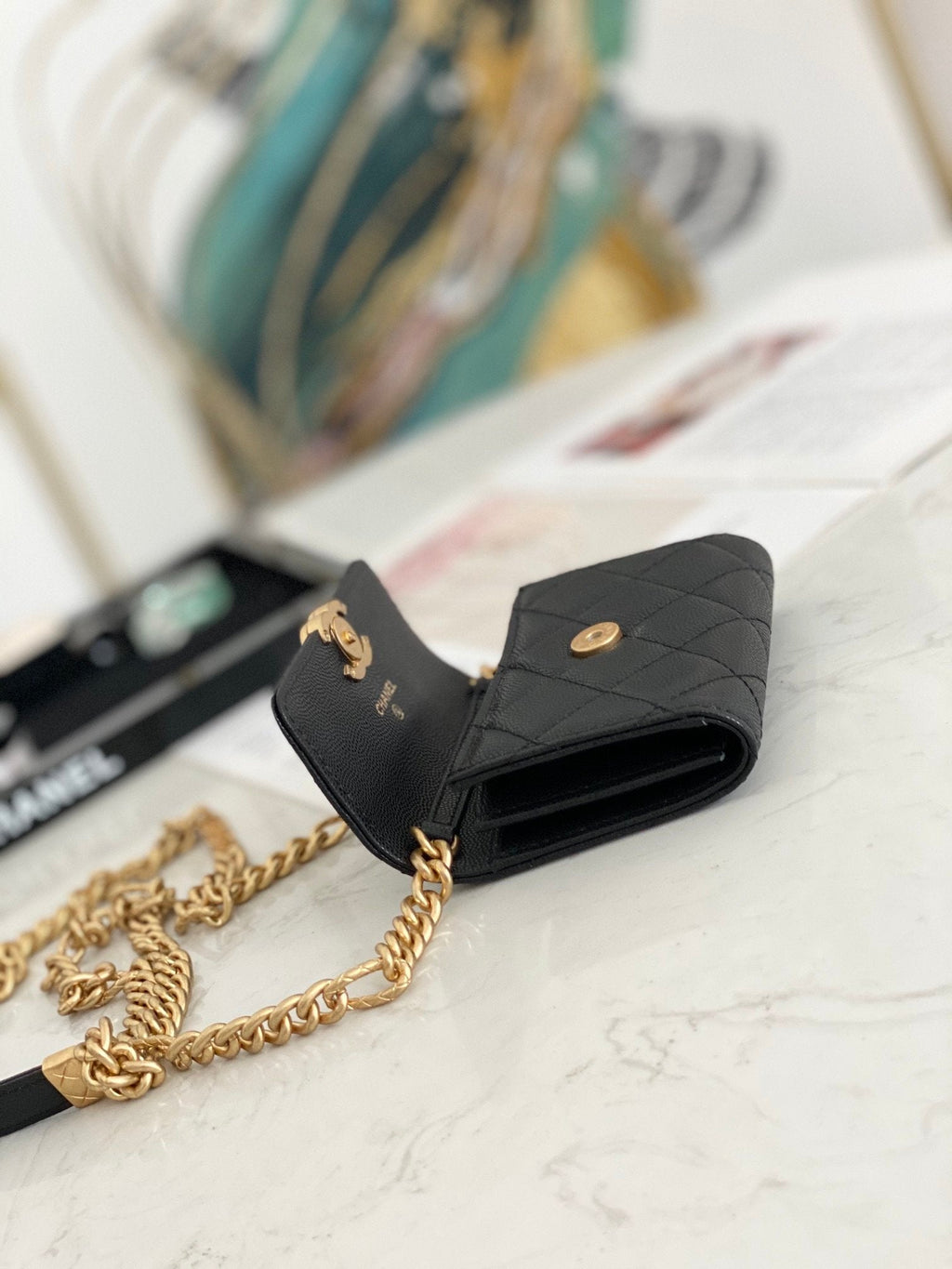 CHLMini GlamIap Bag Gold Toned Hardware Black For Women 4.7in/12cm