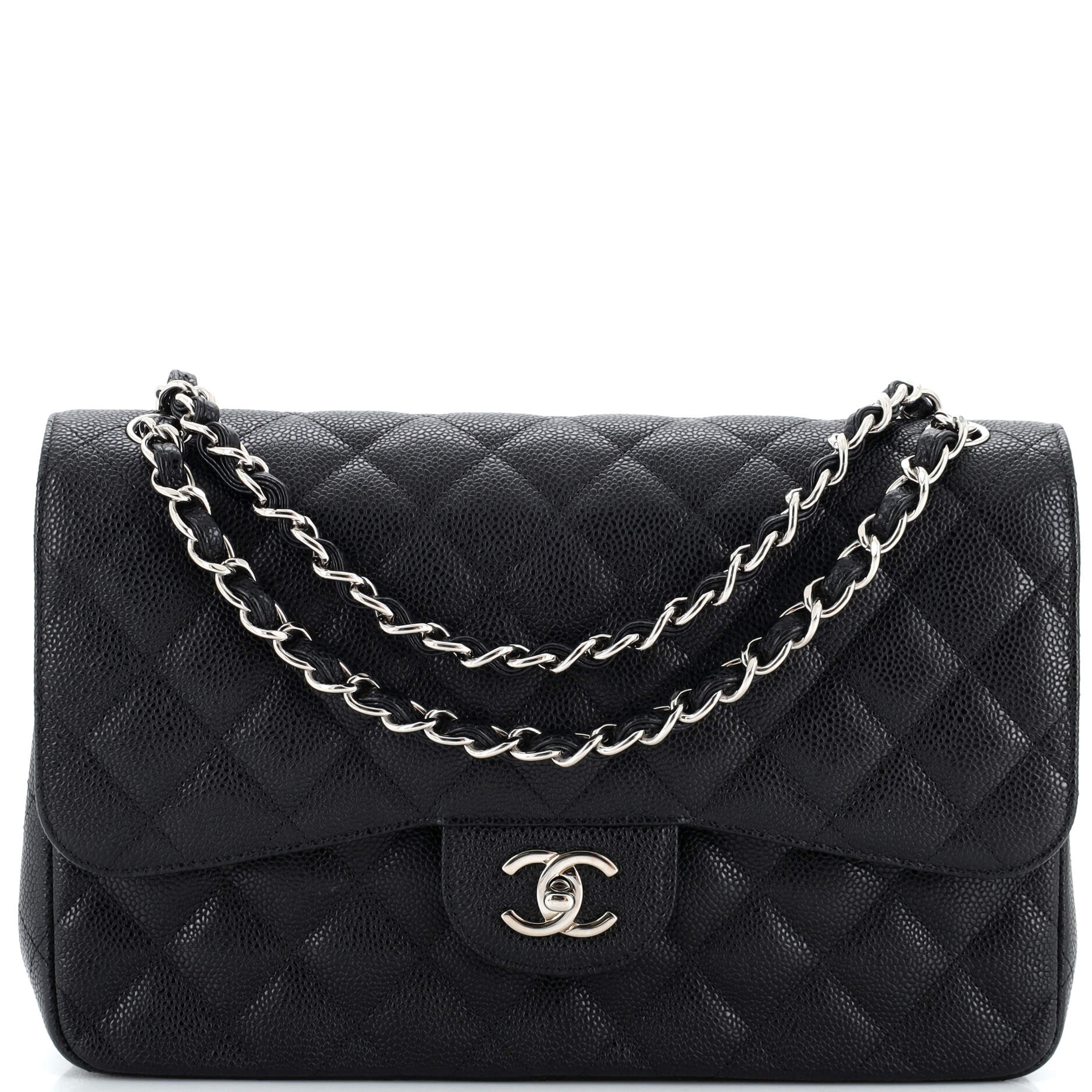 CHANEL Classic Double Flap Bag Quilted Caviar Jumbo