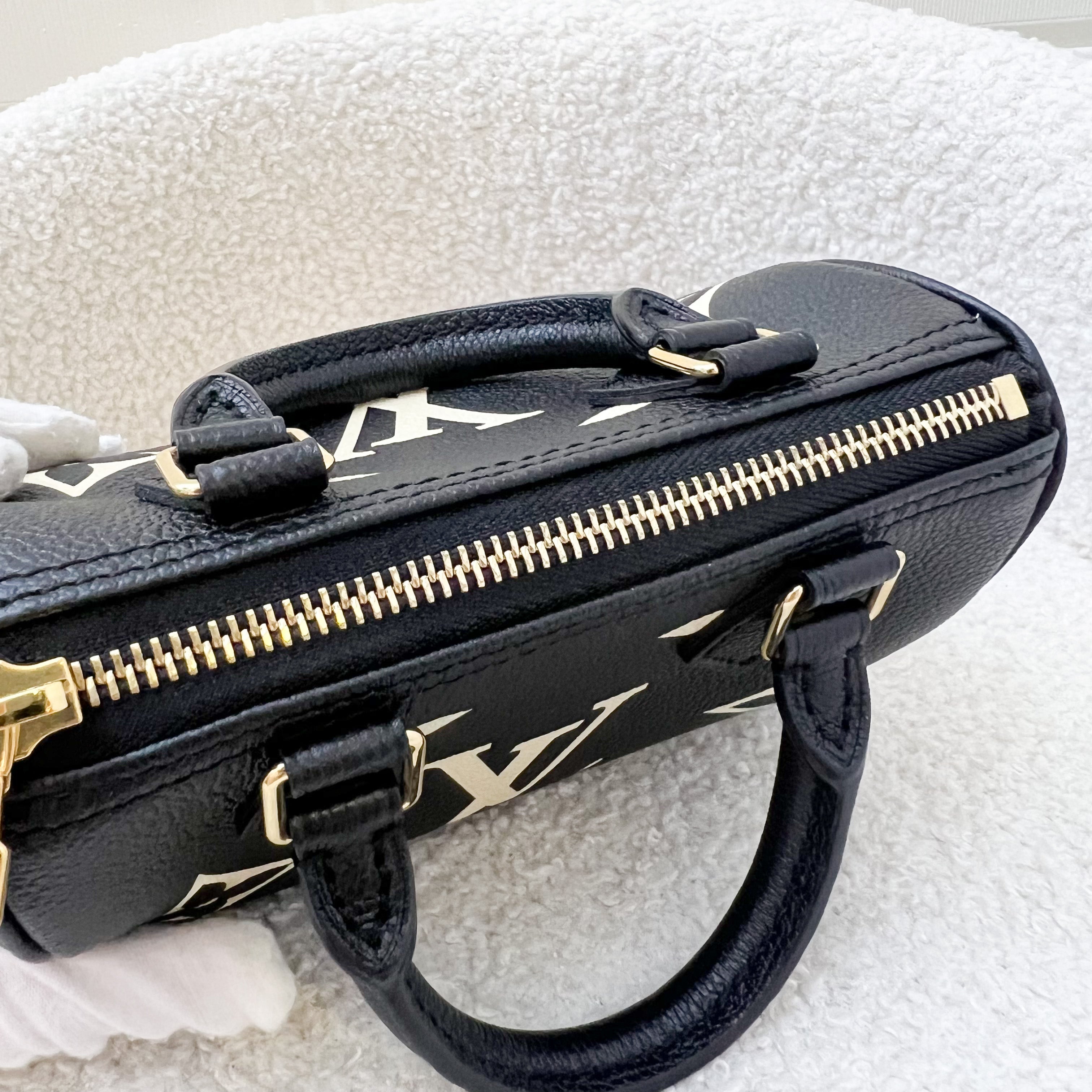 LV Speedy Nano in in Black and Creme Giant Monogram Empreinte Leather GHW