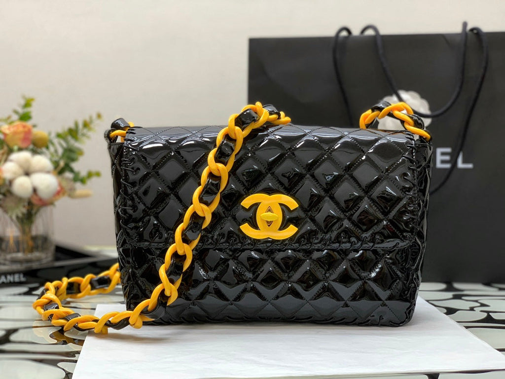 CHLVinyl Classic Black and Yellow Shoulder bag For Women 29cm/11.5in