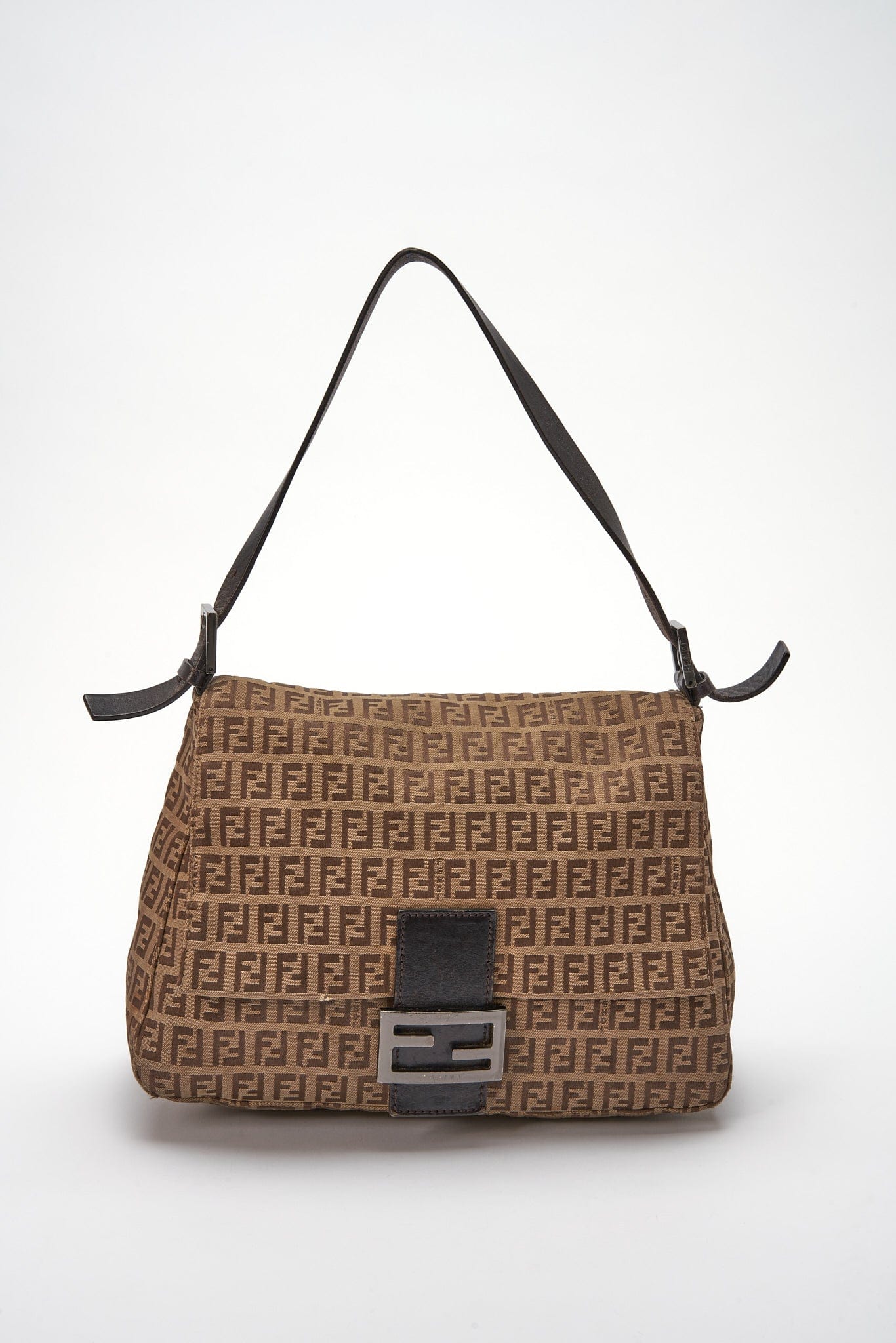 Fendi Vintage Mamma Baguette in Brown Zucchino Canvas