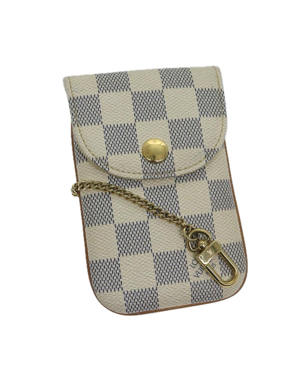 LOUIS VUITTON Pochette Accessoires Damier Azur Canvas Chain Wallet White