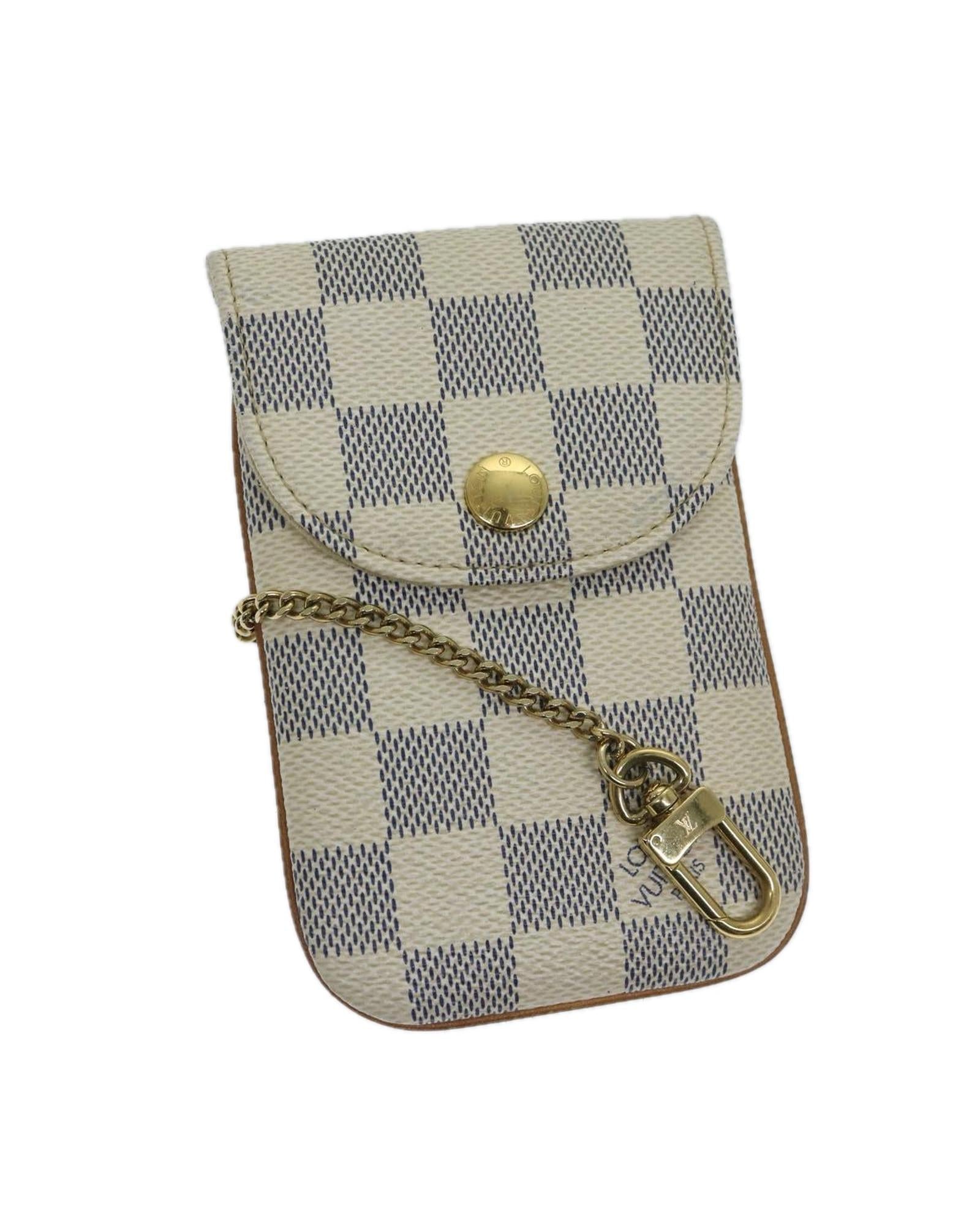 LOUIS VUITTON Pochette Accessoires Damier Azur Canvas Chain Wallet White