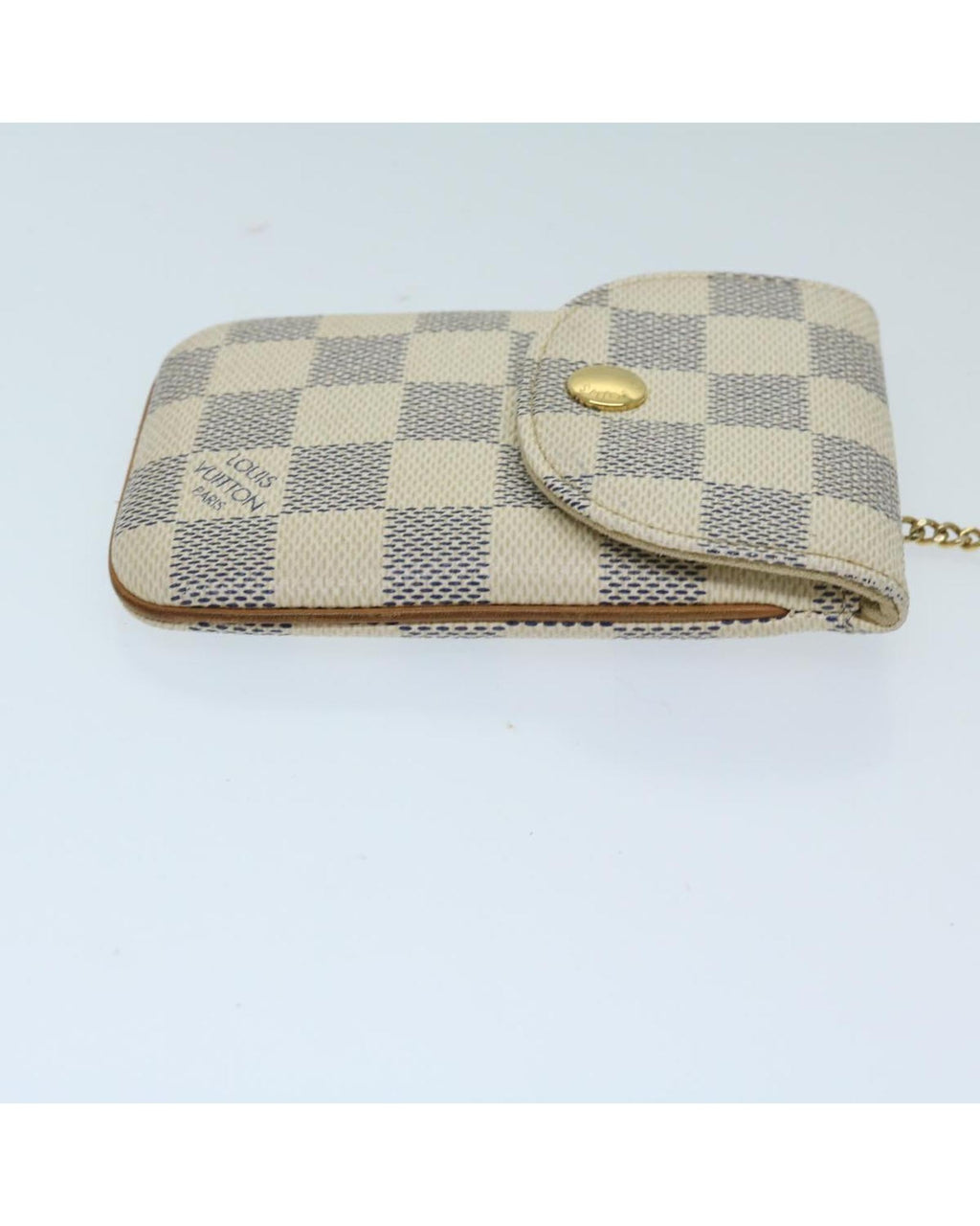 LOUIS VUITTON Pochette Accessoires Damier Azur Canvas Chain Wallet White