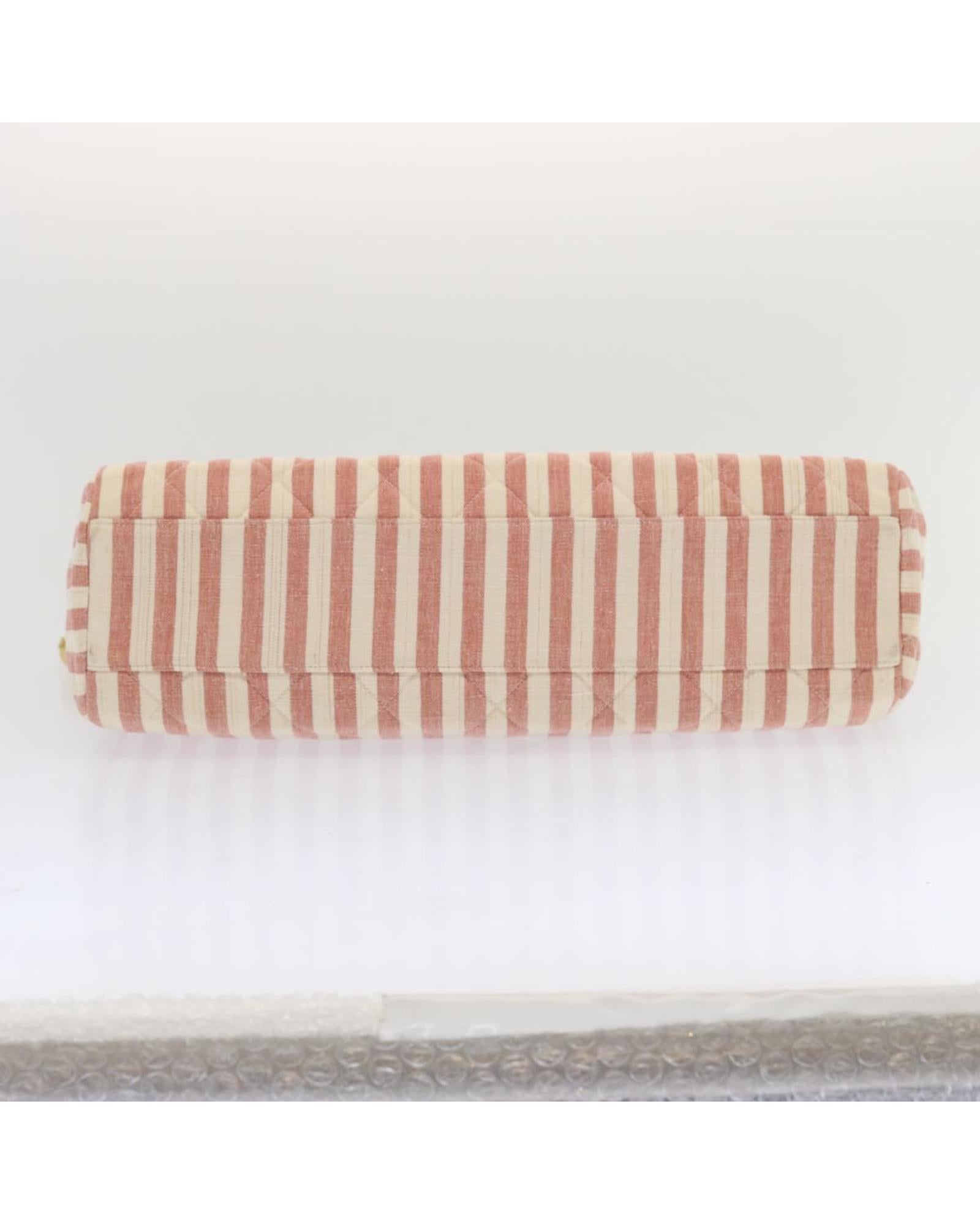 CHANEL Quilted Striped Shoulder Bag Model Pink and White